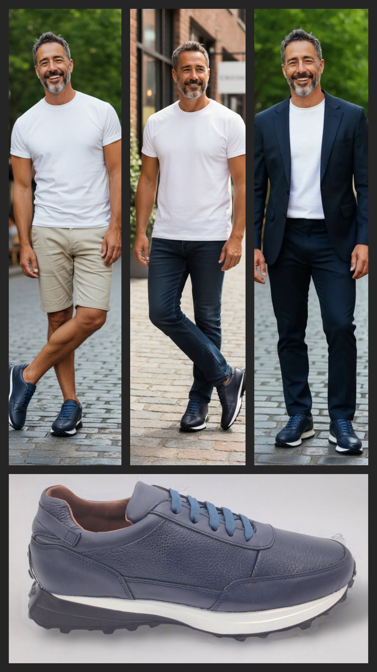 Sneakers Tiago Azul Piel Venado