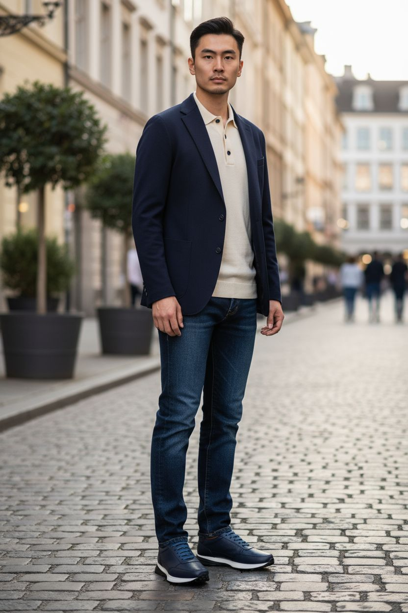 Sneakers Tiago Azul Piel Venado