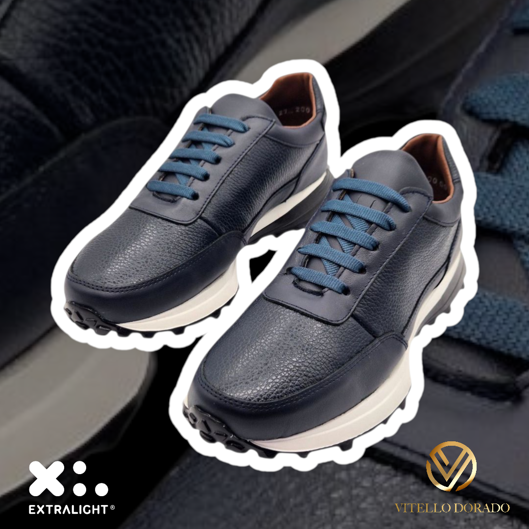 Sneakers Tiago Azul Piel Venado