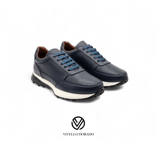 Sneakers Tiago Azul Piel Venado